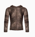 Boys lightweight ice silk shirt with printing pleating details in picture colour
