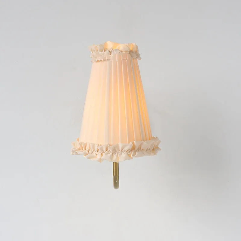 Wheat wall lamp with fabric shade and iron frame for bedside bedroom use, retro style