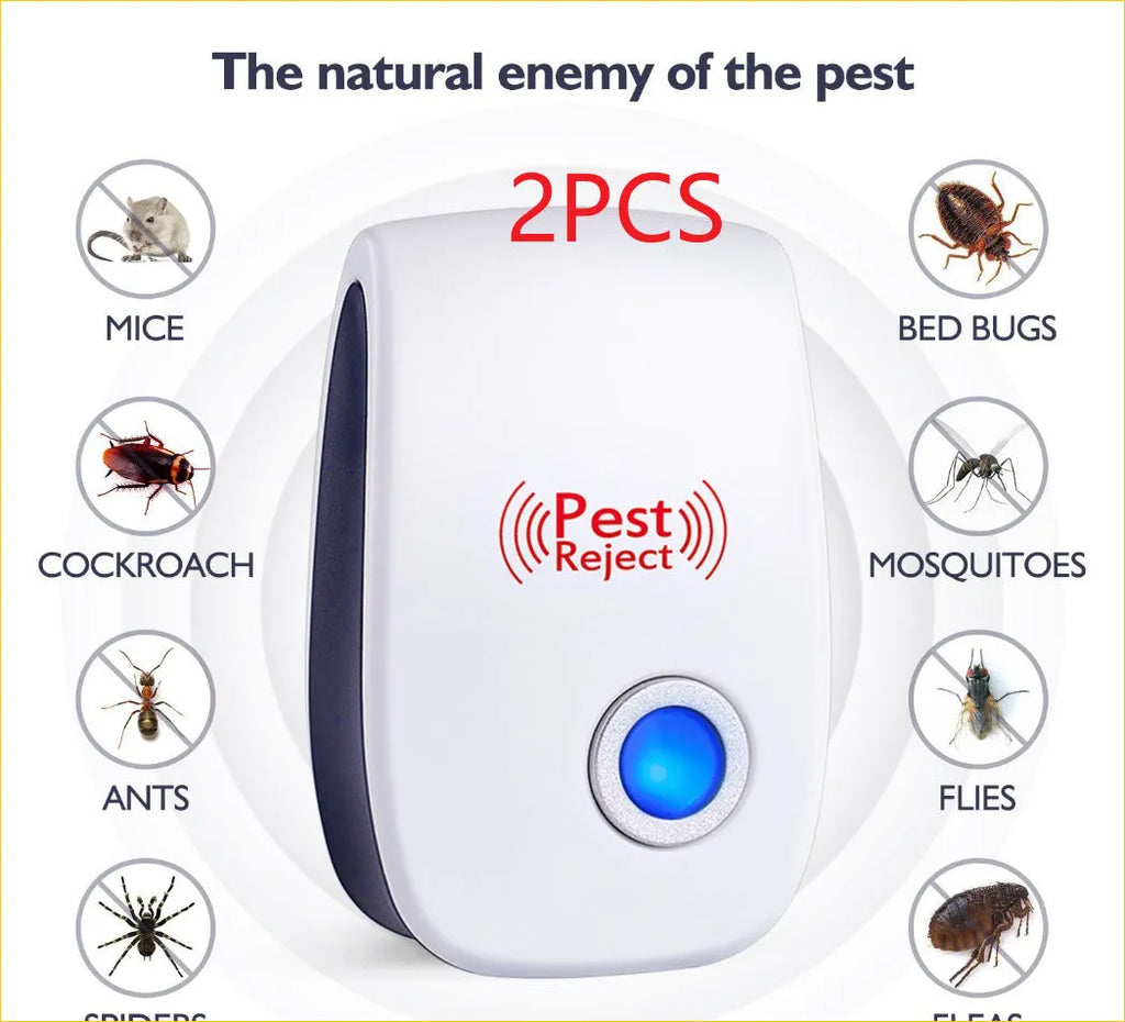 White ultrasonic electronic mosquito and rodent repeller for indoor use, 1600 sq ft coverage