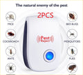 White ultrasonic electronic mosquito and rodent repeller for indoor use, 1600 sq ft coverage