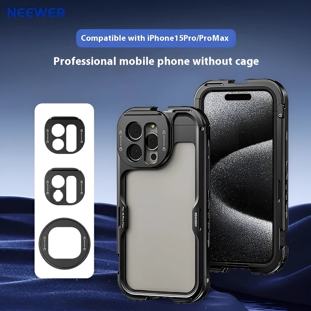 Aluminium alloy metal lens filter expansion box for iPhone 15 Pro and Pro Max with cold shoe and 67mm adapter