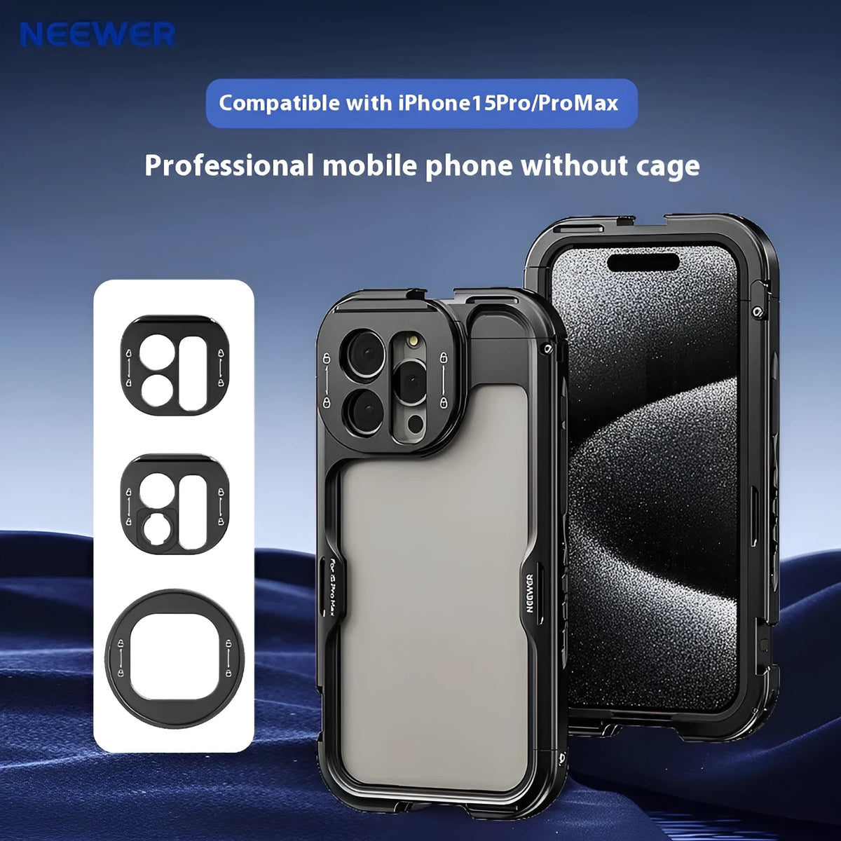 Aluminium alloy metal lens filter expansion box for iPhone 15 Pro and Pro Max with cold shoe and 67mm adapter