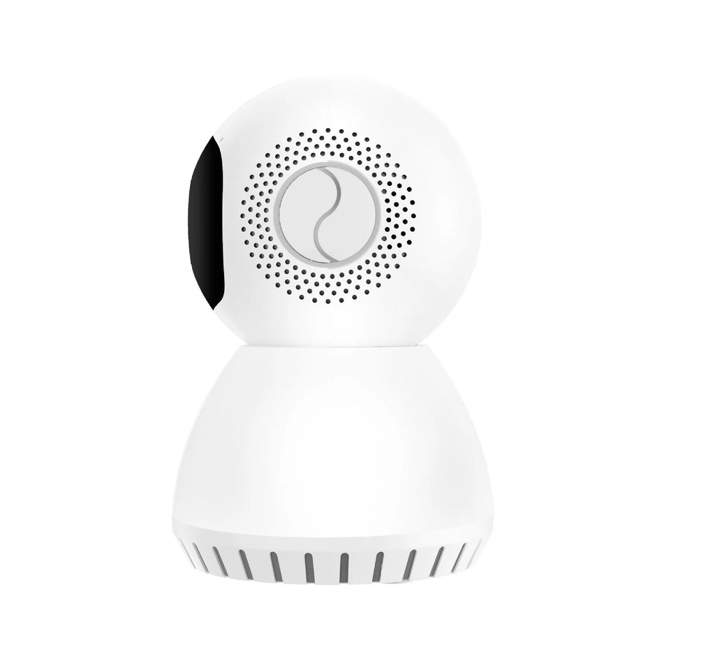 Wireless security camera with ABS housing measuring 11cm by 12.5cm by 12cm