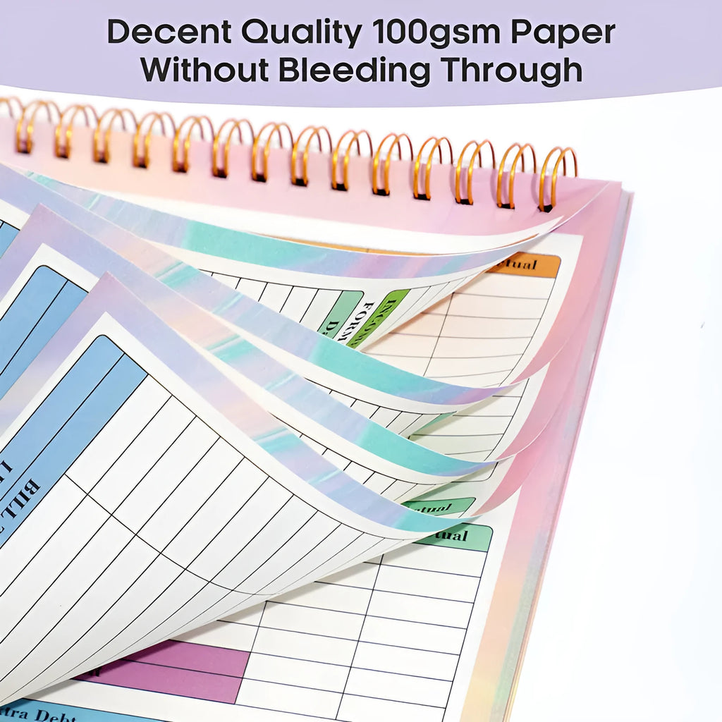 B5 spiral bound budget tally notebook with blue PP cover for financial record keeping