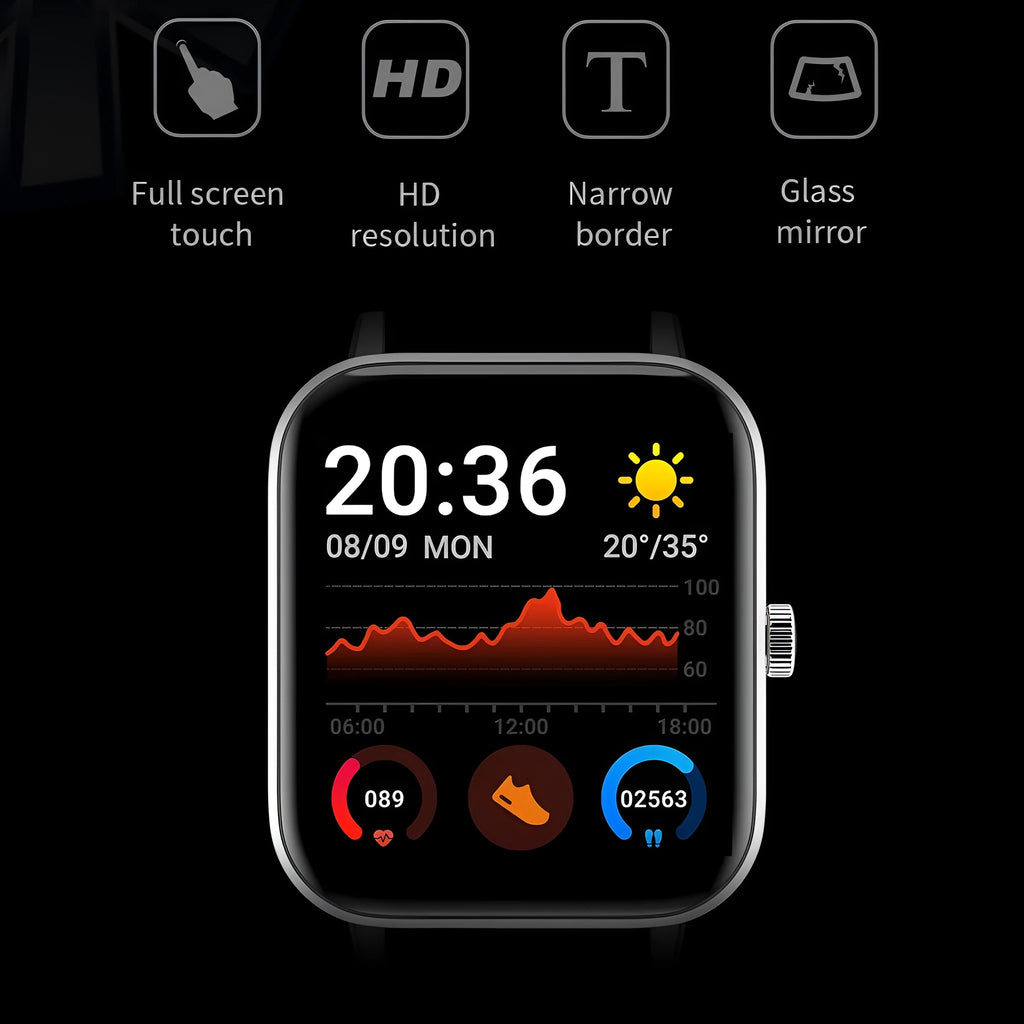 Y30 smartwatch display with Bluetooth call and music playback, available in four colours