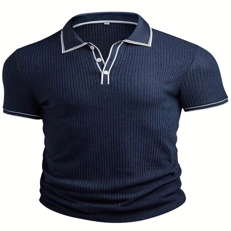 Men's striped polo shirt with short sleeves in loose summer fit available in multiple colours