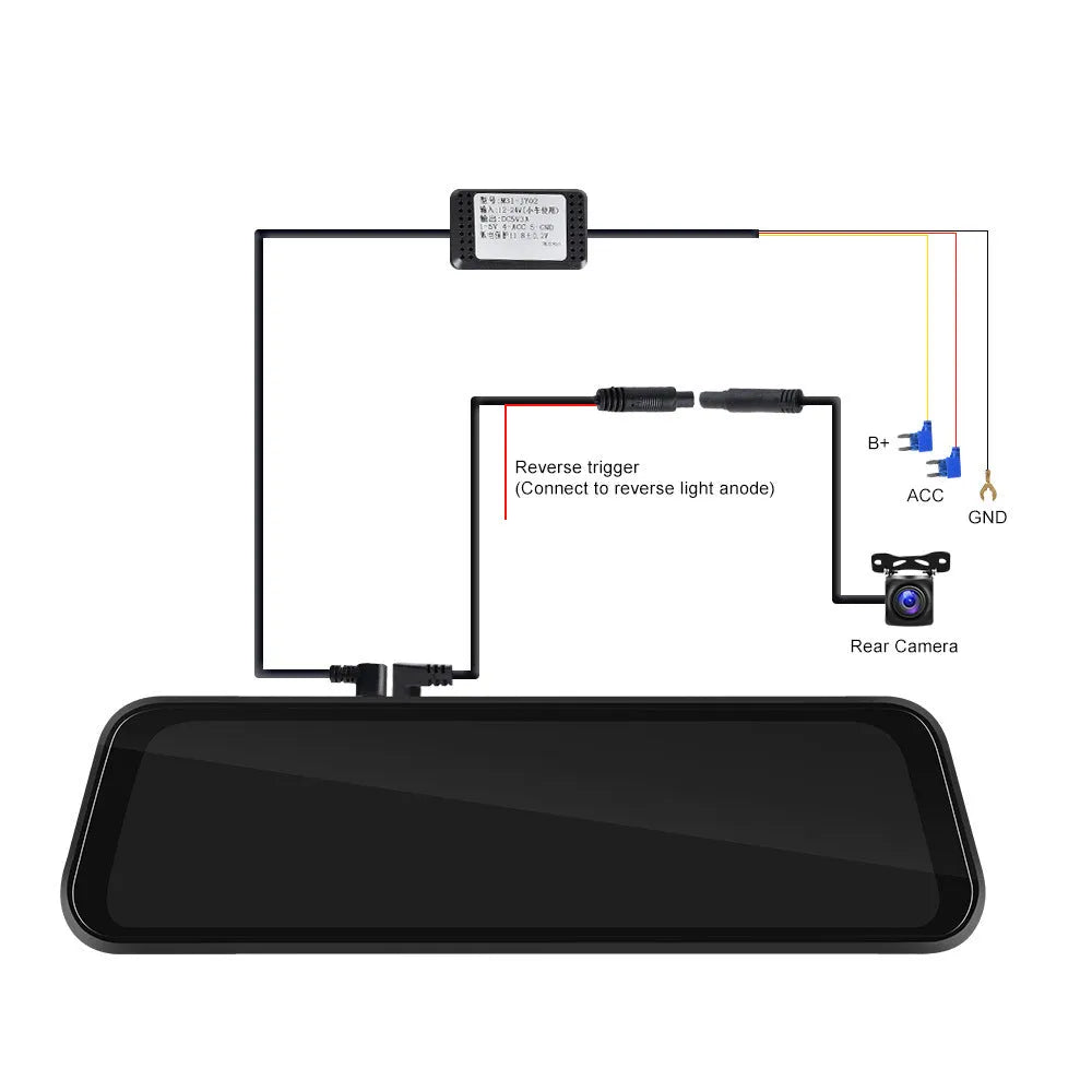 9.66-inch in-mirror driving recorder and video player mounted in a car