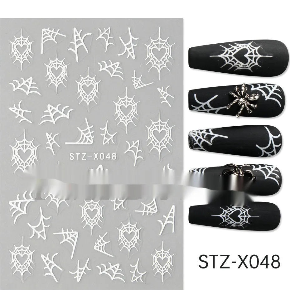 Black and silver stripe nail art sticker with a love pattern design on a plastic sheet.