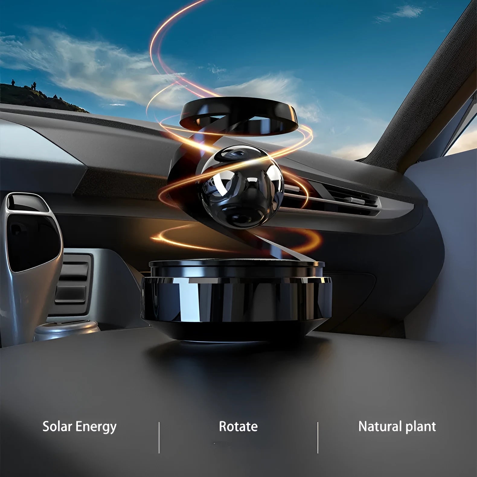 Solar car air freshener decorative perfume unit with fragrance and odour removal functions