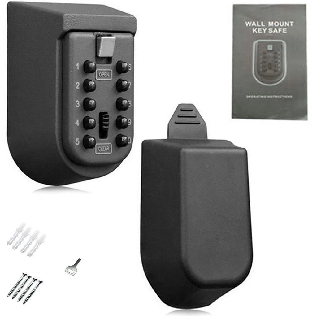 Aluminium alloy password key box mounted on an outdoor brick wall for secure storage.