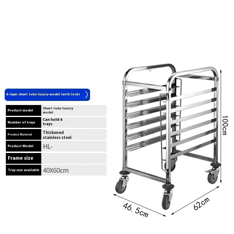 Stainless steel six-layer baking tray rack with 40x60cm frame for commercial kitchens