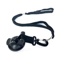 Pet bathing restraint with blue suction cups and traction rope for secure attachment during washing