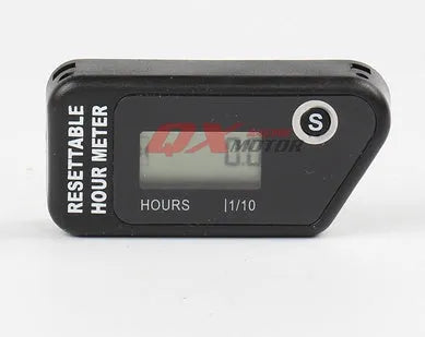 Black waterproof LCD digital maintenance reminder timer for ATV motorcycle boat and lawn mower.