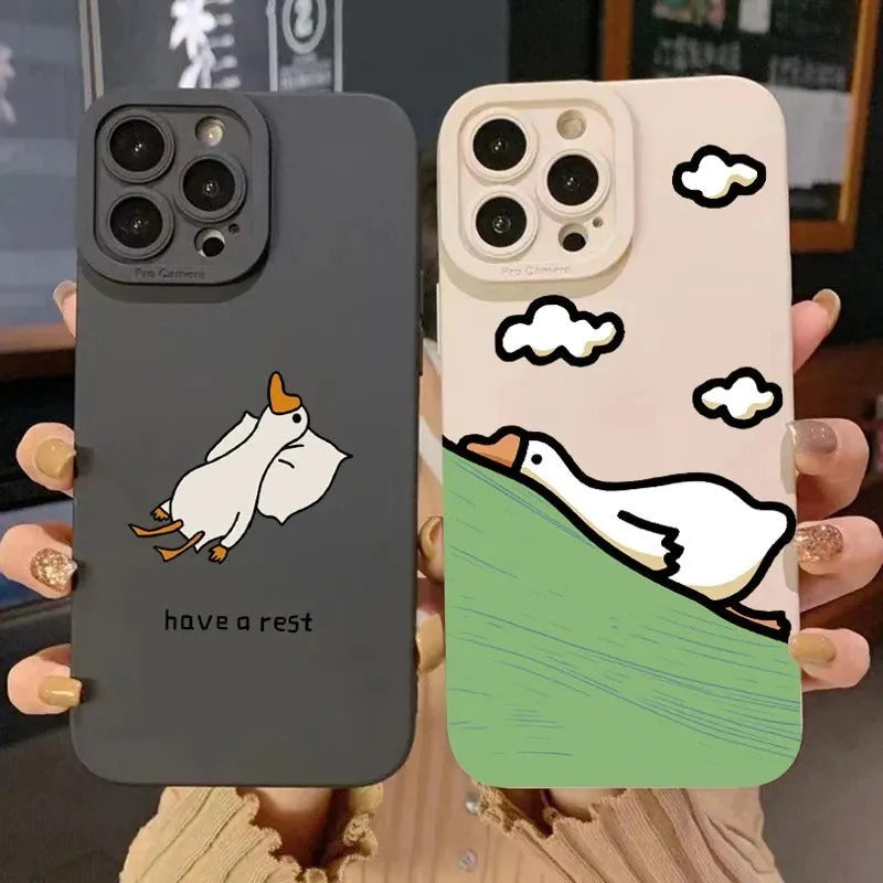 Cartoon duck design silicone phone case for Apple iPhone with TPU shockproof protection