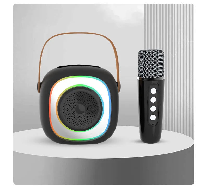 Wireless karaoke microphone with Bluetooth audio component in wheat-accented colour option