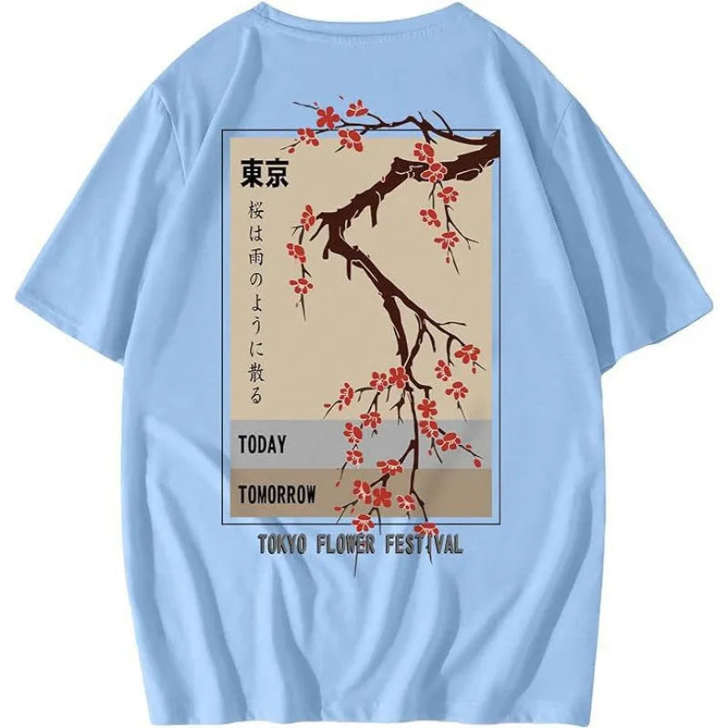 Men's printed short-sleeved sports T-shirt with digital pattern on polyester fabric, showing pullover design and casual streetwear styling