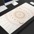 Full black extended extra long rubber mouse pad on desk for gaming and office use