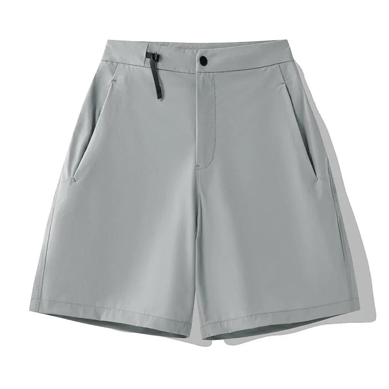 Men's quick-drying sports shorts in khaki with four-sided elastic and 3D cutting.