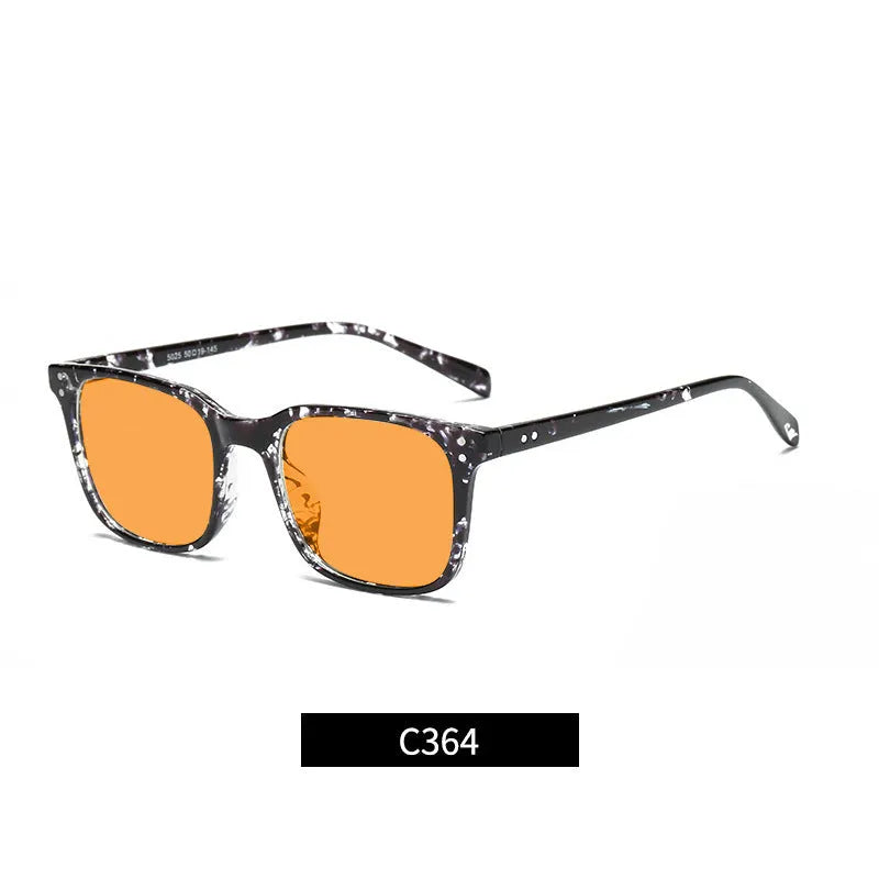 Colour-changing orange lens anti-blue light glasses with a TR90 frame on a colour box.