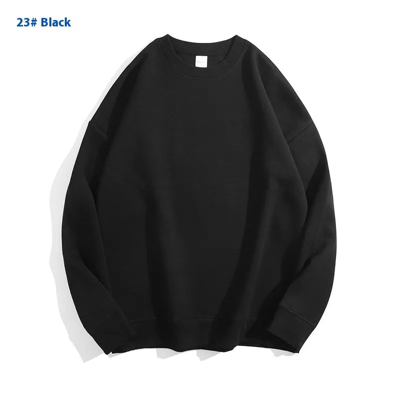 Cotton off shoulder pullover sweater in a loose fit, shown in a solid colour with long sleeves.