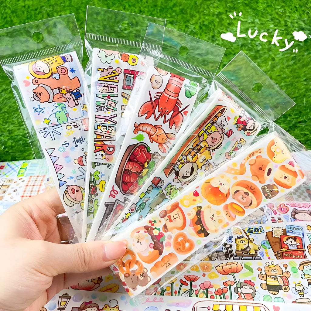 Haemorrhoid tape packaging cartoon cute character stickers on Japanese paper