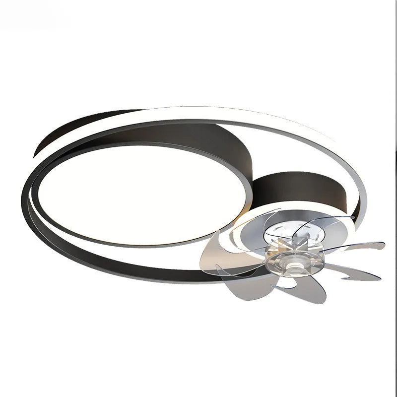 European style ceiling fan light with 48cm metal blades and acrylic lampshade