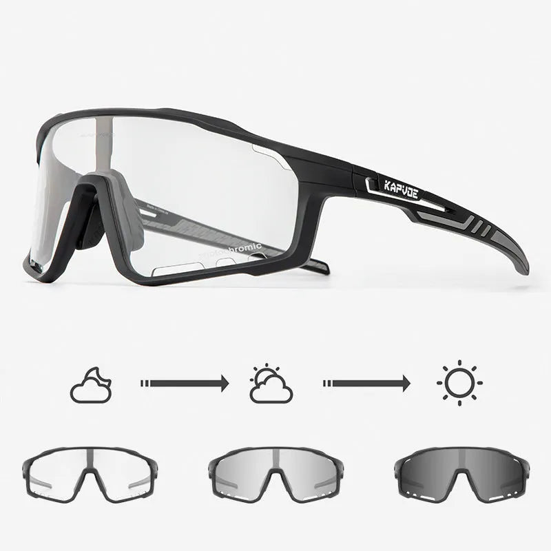 TR90 semi-rimless cycling sunglasses with photochromic lens in multiple colour options