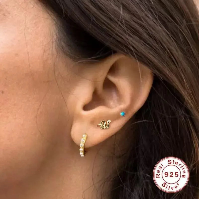 925 sterling silver round imitation pearl ear clip with 18K electroplating gold finish geometric design for women