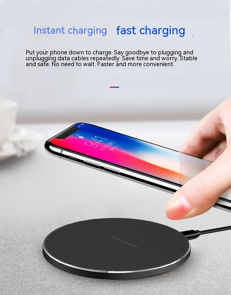 Wireless phone charger disc aluminium alloy Qi fast charging pad 15W 20W 30W 35W black