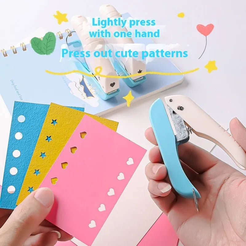 4mm manual embossed pattern punching machine for kindergarten paper crafts with love and star shapes