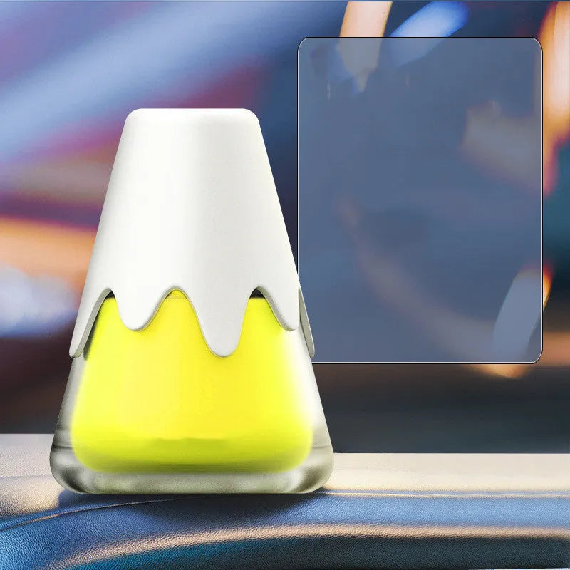 Snow mountain car aromatherapy glass jar diffuser in purple, lime, laurel or blue colour options