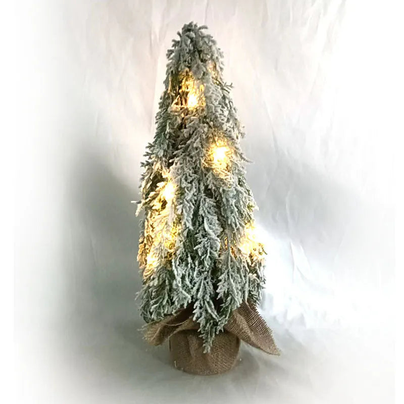 Small 24-inch plastic Christmas tree sprayer with snow simulation effect and built-in festival lights