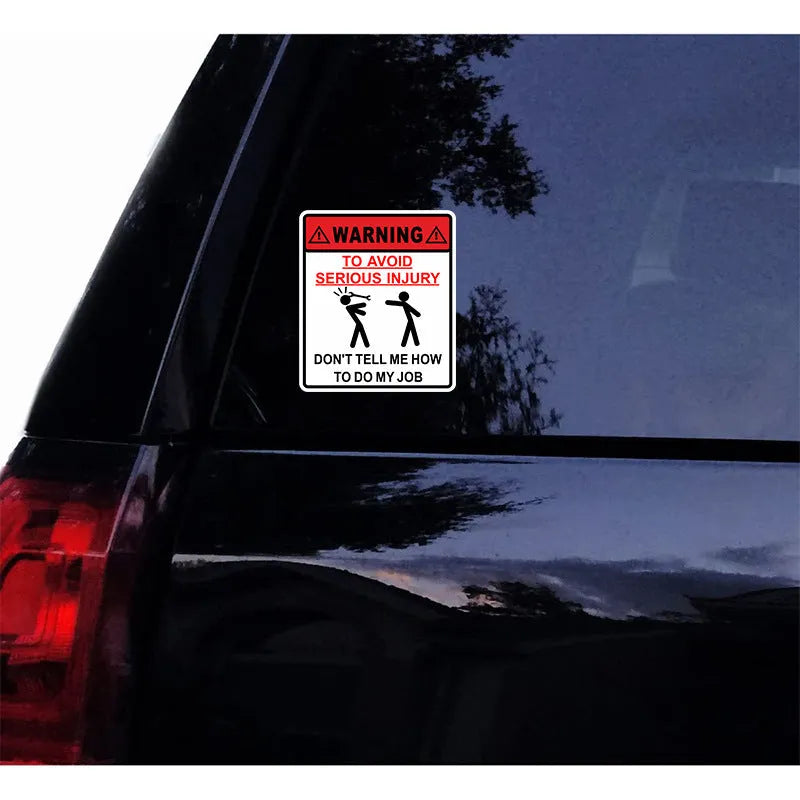14.9cm by 12.6cm rectangular car glass warning sticker with adhesive backing for safety application