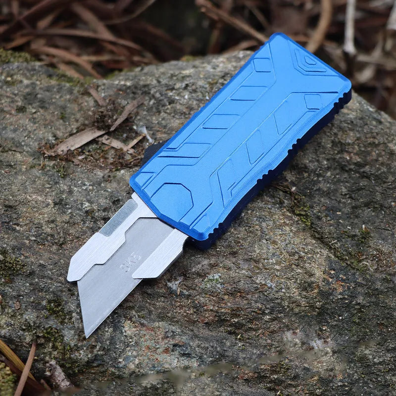 Alloy Outdoor A folding knife with SK5 alloy blade, 135mm full length, shown in a colour variant with removable blade