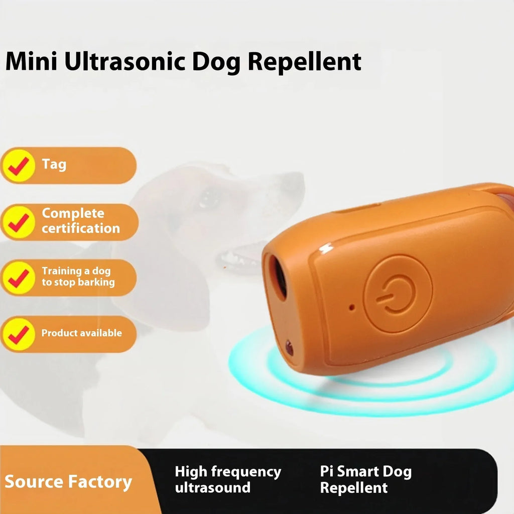 Tag Mini Ultrasonic Dog Dispeller plastic handheld device with lanyard in black