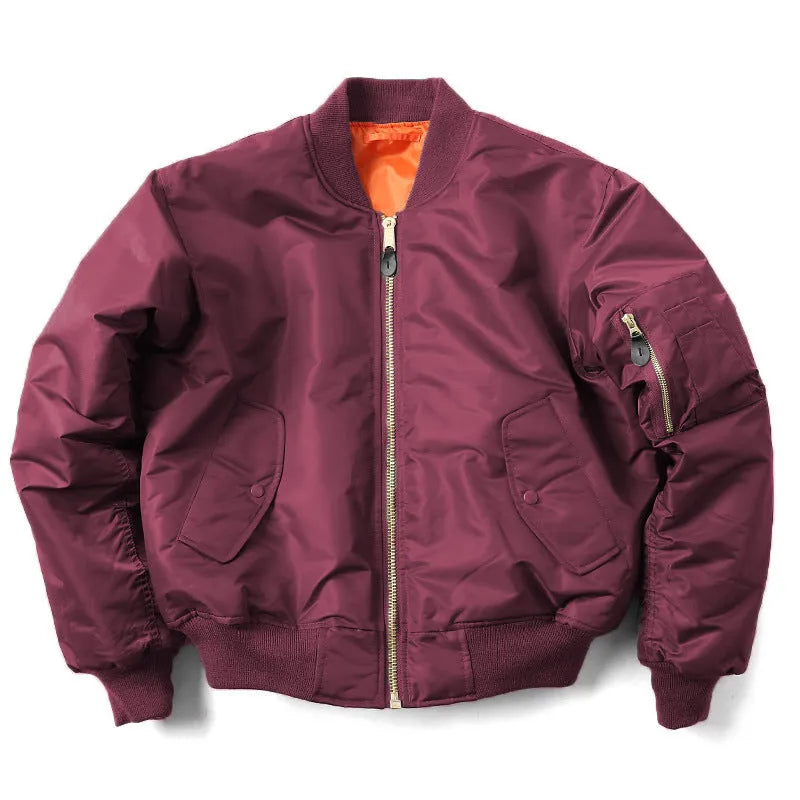 Men's army green cotton-padded pilot jacket with loose fit and double-sided wear-resistant nylon construction