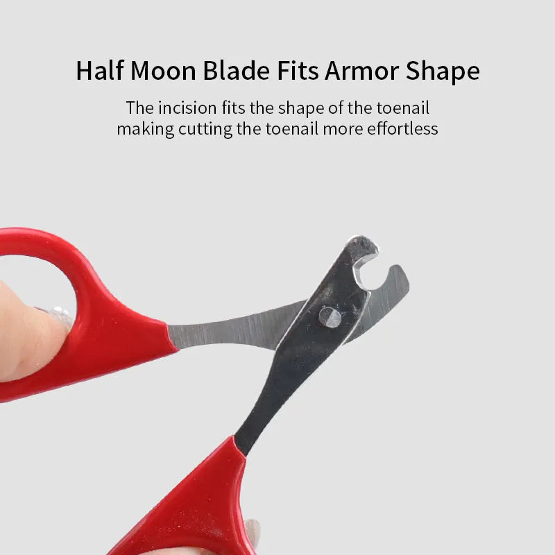 Pet nail clippers with stainless steel blades and coloured plastic and rubber handle