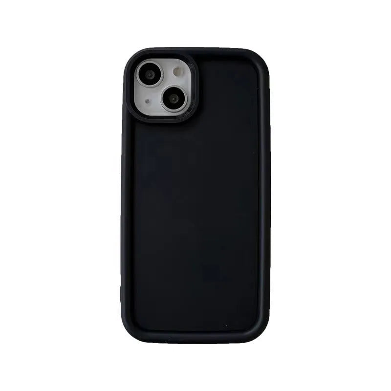 Frosted skin-feel silicone phone case for iPhone in multiple colour options showing full-cover design