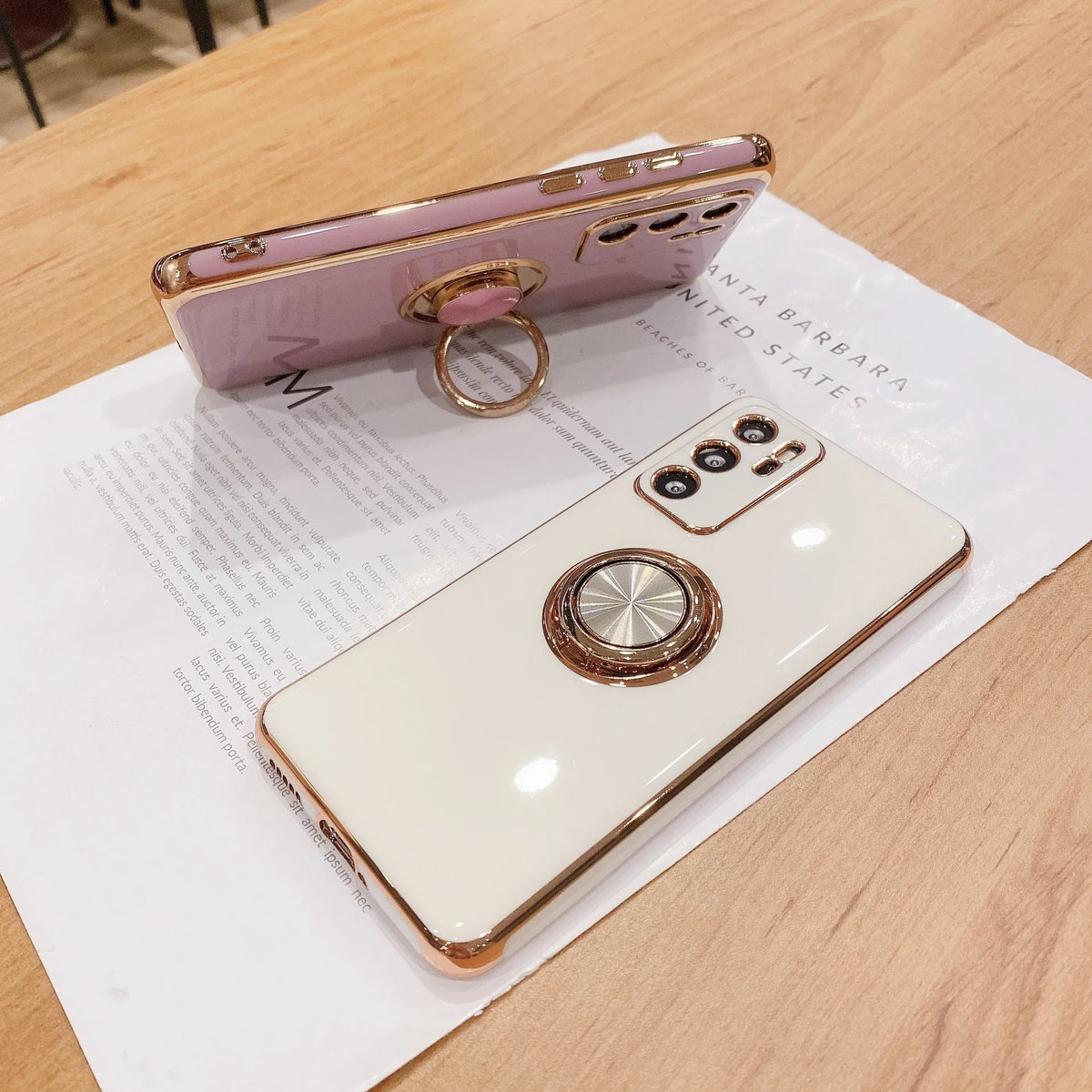 Huawei P40 Pro magnetic ring bracket TPU back cover electroplated fine hole