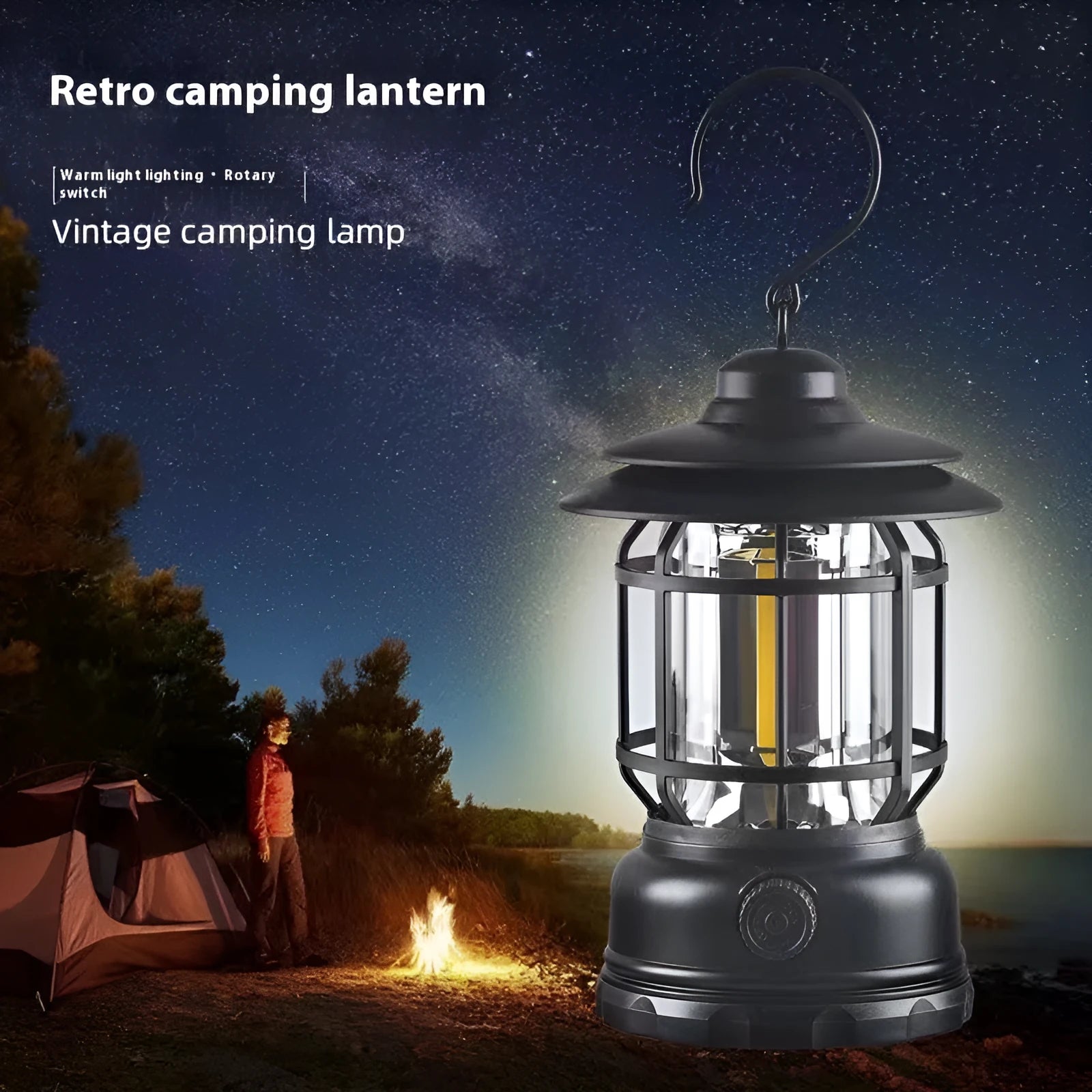 Dark green portable head lamp and camping lantern with dimensions 16.6x6.7x9.6 cm.