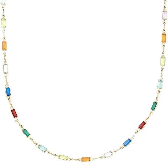 Ladies geometric crystal necklace with adjustable 41-50cm alloy chain and electroplated finish