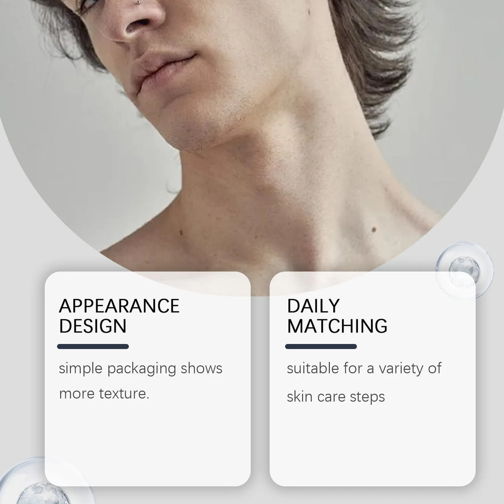 Men's neck stretch cream 50g container with collagen, hyaluronic acid, retinol, and vitamin E