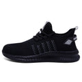 Men's steel toe work safety shoes breathable fly woven mesh low top black orange
