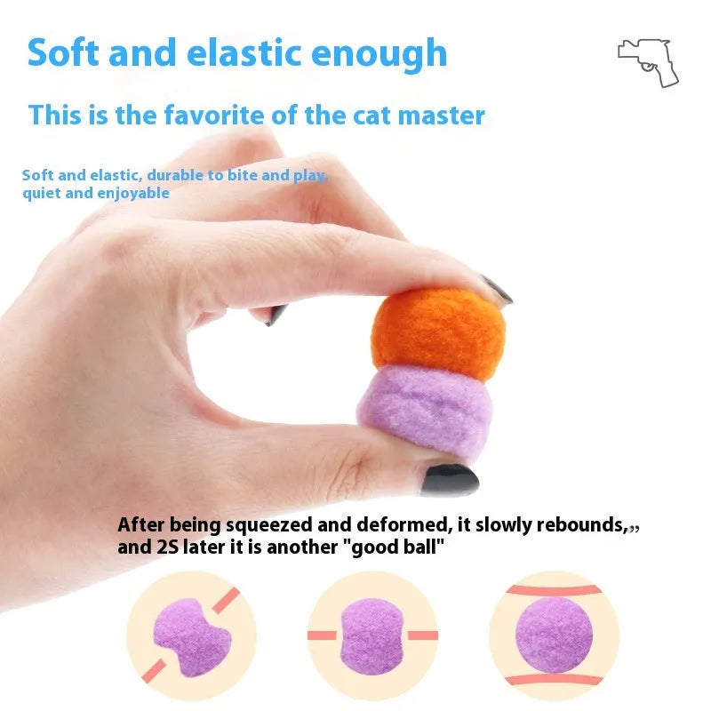 Plush ball shooter gun pet toy with multiple yarn balls for interactive fetch games