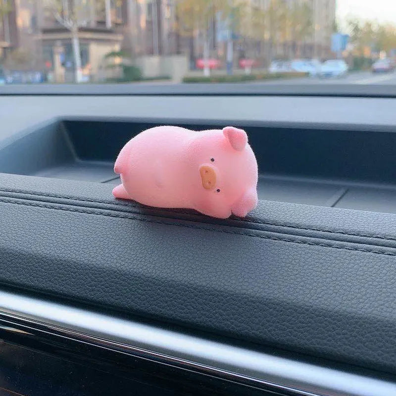 Cute cartoon pig resin figurine car dashboard decoration accessory.