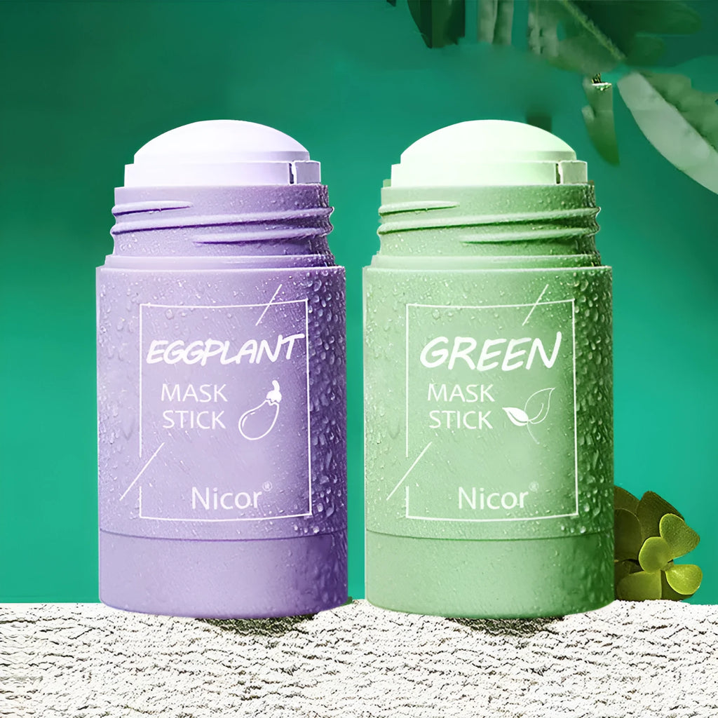 Green tea mud mask clay stick in solid paste form for deep cleansing