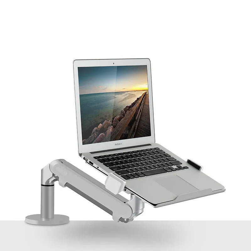 Free Hover Notebook Air Pressure Arm Bracket aluminium alloy adjustable stand in silver on desk