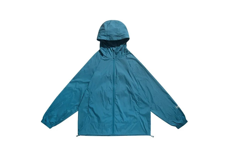 Men's sports hooded thin coat in chemical fibre blend with slit pocket, available in multiple colours