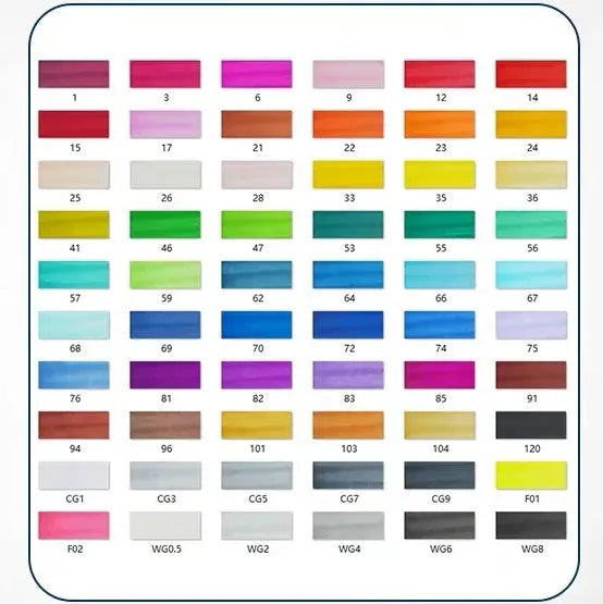 Set of double-headed alcohol oily colour markers with round and inclined nibs for professional art and design work.