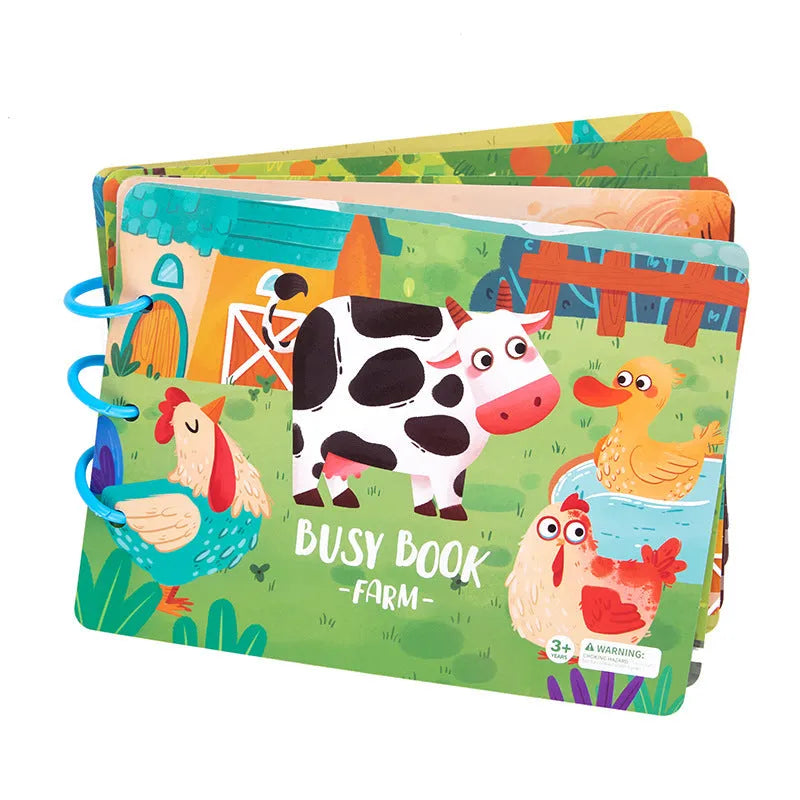 Children's early education velcro quiet book with white cardboard pages, dinosaur theme, 45x42x32 cm